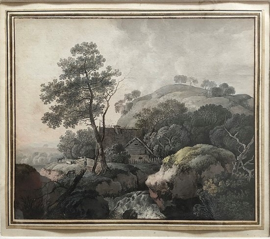 Wagner, Johann Georg: Aquarellierte Radierung. 23,5 x 28,5 cm. Unten rechts mit Wagner p (inxit) gezeichnet. Unter Glas gerahmt.